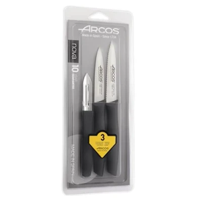 Immagine di Arcos Series Nova Set Coltelli da Paring Lama in Acciaio Inox Nitrum Manico Polipropilene Colore Nero