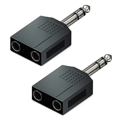 Immagine di deleyCON 2x 6,3mm Jack Audio Stereo Adapter Splitter 1x Plug a Socket Soft HiFi Ricevitore Home Theater