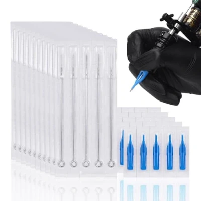Immagine di ATOMUS 100pcs Disposable Mixed Tattoo Needles Assorted Sterilized Tips 10pcs of each 3rl 5rl 7rl 3rs 5rs 7rs 9rs 5m1 7m1 3RT 5RT 7RT 9RT 3DT 5DT 7DT 9DT 5FT 7FT