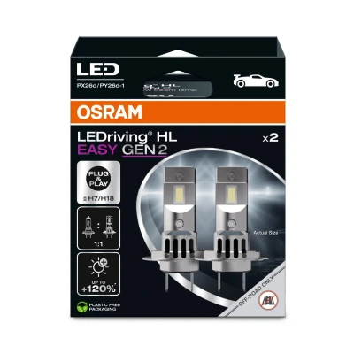 Immagine di OSRAM LEDriving HL EASY GEN 2 ≜ H7/H18, lampada LED abbaglianti e anabbaglianti, bianco freddo 6500K, nessun accessorio necessario, solo per uso fuoristrada no ECE, lampade