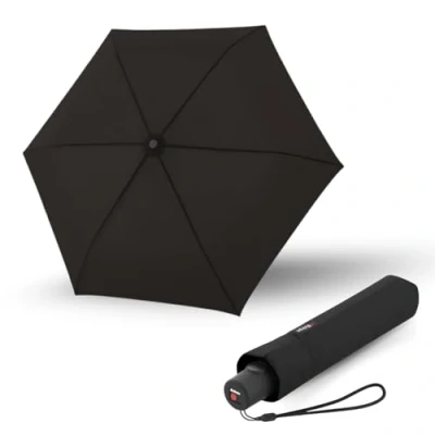 Immagine di Knirps Ombrello C.250 Light Duomatic Black con Borsa Portaombrelli, Tascabile Funzione Duomatic, Apertura Chiusura Automatica, Pulsante, Automatico