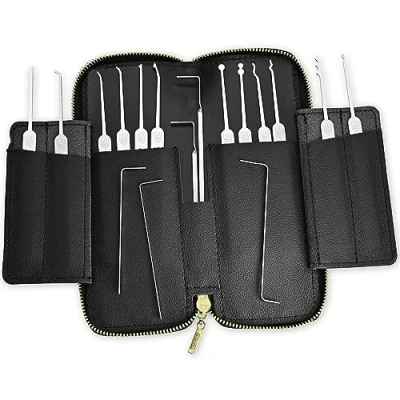 Immagine di MULTIPICK ELITE 17 Lockpicking Set [17 Pezzi, Compresa la Custodia in Pelle] Grimaldelli per Serratura Kit Apri lucchetto Scassinatore Grimaldello &amp;