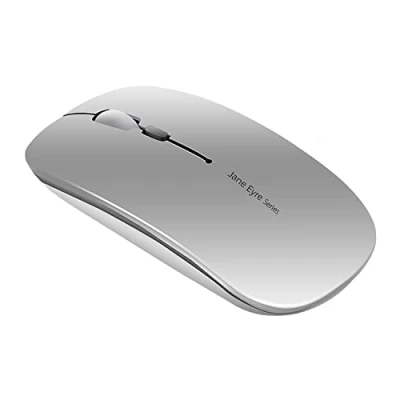 Immagine di Uiosmuph Q5 Mouse Wireless Ricaricabile, Senza Fili Silenzioso 2,4G 1600DPI Portatile da Viaggio Ottico con Ricevitore USB per Windows 10/8/7/XP/Vista/PC/Mac (Argento)