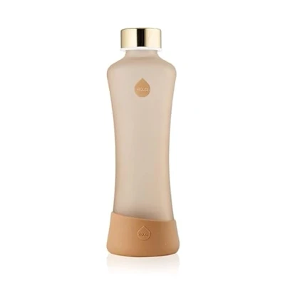 Immagine di EQUA Squeeze Bottiglia di vetro 550 ml, riutilizzabile, a prova perdite, senza BPA, opaco, fondo in silicone, cannella