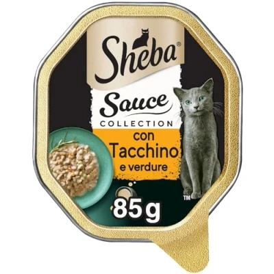 Immagine di Sheba Sauce Collection in Salsa, Cibo per Gatto con Tacchino e Verdure Salsa Delicata, 85 g 22 Vaschette