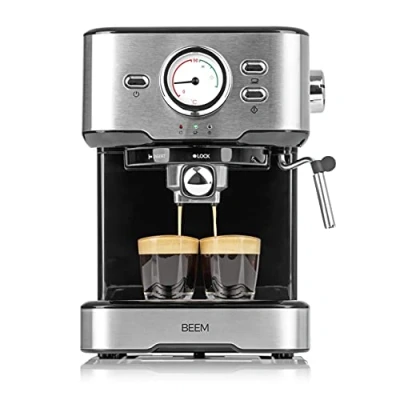 Immagine di BEEM espresso SELECT macchina per caffè 15 bar Espresso, Cappuccino, Latte Macchiato in qualità barista Alloggiamento di alta acciaio inossidabile spazzolato