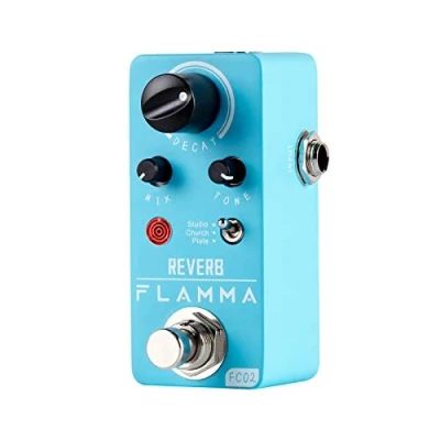 Immagine di FLAMMA FC02 Pedale Riverbero Digitale Mini per Chitarra, 3 Effetti (Church, Plate, Studio), True Bypass, Effetto Compatto