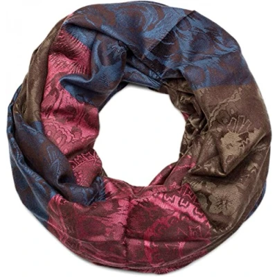Immagine di styleBREAKER sciarpa scalda collo con motivo a fiori, fiori di ibisco e Paisley, qualità calda morbida, sciarpa, donna 01018058, colore:Blu Marrone Rosa