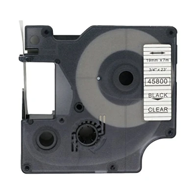 Immagine di BROVACS 1 confezione nero su nastro trasparente compatibile per DYMO D1 45800 19 mm 3/4&quot; OPA2300