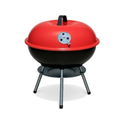Immagine di Piccolo Barbecue a sfera Ø 35 x 40 cm carbonella compatto e mobile in acciaio per giardino, balcone campeggio Compagno flessibile il divertimento all&#039;aperto ovunque.