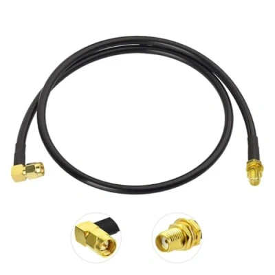 Immagine di Bingfu Prolunga antenna Radio Ham SMA maschio angolo retto a femmina Cavo jumper coassiale RG58 1m per BaoFeng Wouxun Icom Vertex Standard Horizon Marine VHF