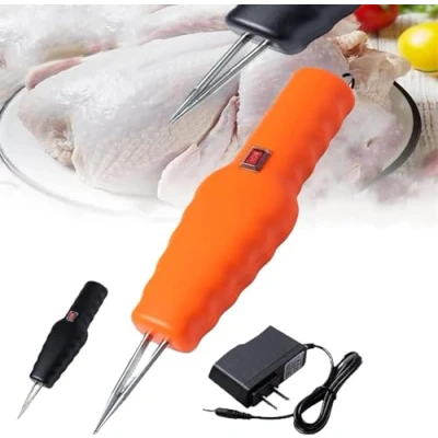 Immagine di Electric Quick Chicken Plucker, Poultry Feather Plucker Rechargeable Small Machine, Handheld Portable Automatic Plucking Tool (Orange, Plug in type)