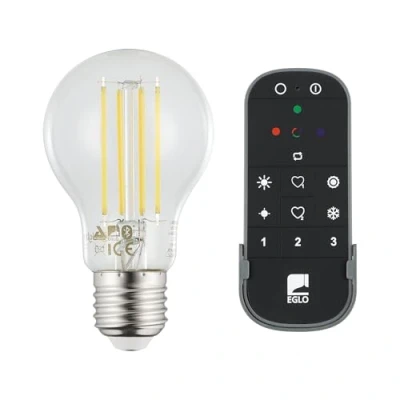 Immagine di EGLO connect.z Smart Home Set, 2x lampadine Led E27, A60, con telecomando, ZigBee, app e controllo vocale, dimmerabile, design vintage, 806 lumen 6 W ciascuna, chiare in bianco neutro