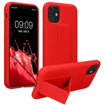 Immagine di kwmobile 1x Custodia Compatibile con Apple iPhone 11 Cover Supporto Dita Back Case per Smartphone Protezione Gommata Rosso