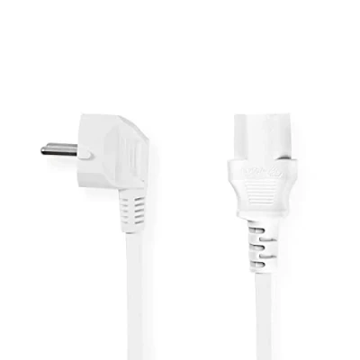 Immagine di Valueline CABLE 703W 10 Cavo di Alimentazione, Spina Schuko a 90 e Femmina VDE IEC320 C13, Utilizzo Standard, m, Bianco