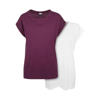 Immagine di Urban Classics Extended Shoulder 2PACK Tshirt basic, Donna, Taglia: Medium, White cherry