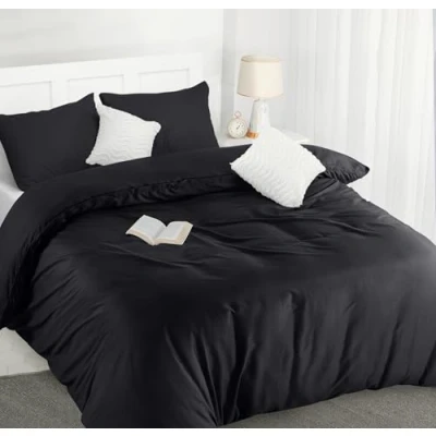 Immagine di Utopia Bedding Copripiumino Una Piazza e Mezza Microfibra 200x200cm + Federe 50x75cm Nero