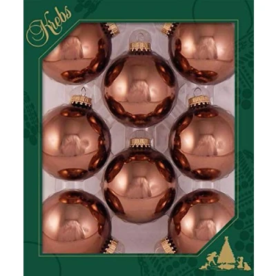 Immagine di Krebs Glas Lauscha Decorazioni per albero di Natale Scatola con 8 sfere in vetro marrone lucido una dimensione 7 cm
