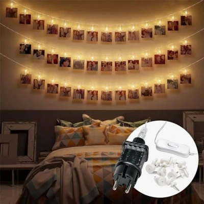 Immagine di CozyHome Luci led a batteria foto 30 Con clip &amp; 5 metri di lunghezza I timer Per interni Lucine decorative Filo Fairy lights Lucette pile interno natale