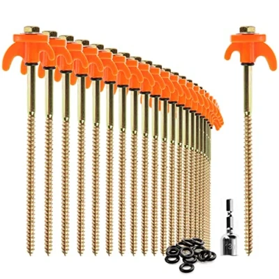 Immagine di com four® 24x picchetti per Tenda robusti in Acciaio con Supporto Filo e Corda Terreno roccioso Campeggio all&#039;aperto Ganci Duro Legno