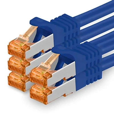 Immagine di 1aTTack.de Cat.7 Cavo di Rete 5m Blu 5 Pezzi Ethernet LAN Cat7 Cat 7 SFTP Spina RJ45 Cat6a 10 Gbit s Compatibile con Cat5 Cat6 Cat8 per Switch Router Modem Patchpanel