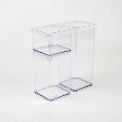 Immagine di Rotho Loft Set di 3 barattoli in plastica per alimenti (SAN), senza BPA, trasparente/bianco, 1 x 0,5 l + 1,5 (21,2 11,4 23,5 cm)