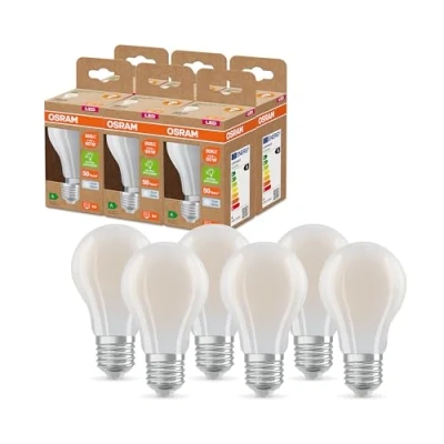 Immagine di OSRAM Lampada LED SUPERSTAR+ CLASSIC A GL FR 60 con attacco E27, bianco, 3,6 W, 806 lm, 4000 K, luce bianca fredda, fino al 60% di risparmio energetico, confezione da 6