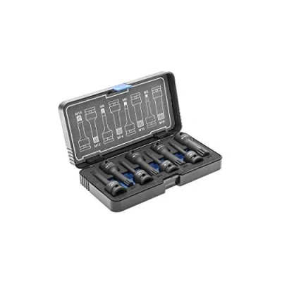 Immagine di Hogert Technik HT6R006 Set bussole 8 Spline Acciaio al cromo molibdeno 1/2 Quadrato