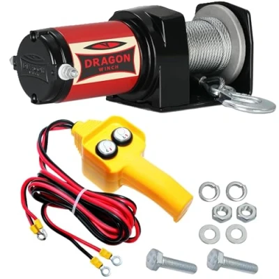 Immagine di DRAGON WINCH Verricello Elettrico Maverick 12V 2000 lbs 907 kg Cavo in Acciaio 10m per Aratri, Quad, ATV e UTV I resistente alla neve sabbia Accessori Inclusi + telecomando a filo