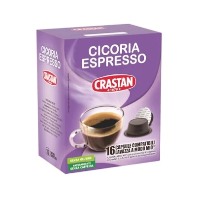 Immagine di CRASTAN 1870, 16 Capsule, 1 Box da Capsule di Cicoria Espresso, Compatibili con a Modo Mio Zuccherare Piacere, Bevanda Senza Glutine, 100% Made in Italy