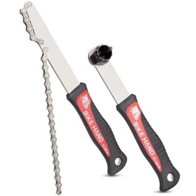 Immagine di BIKE HAND Set di fruste e estrattori Frusta a catena anello sicurezza per cassetta Shimano HG / ruota libera montaggio MTB bici da strada 7 8 9 10 11 12 marce