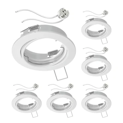 Immagine di ledscom.de 6 pezzi cornice da incasso a soffitto FERE bianco opaco orientabile (LED/alogena/MR16/50mm) incl. presa GU5.3