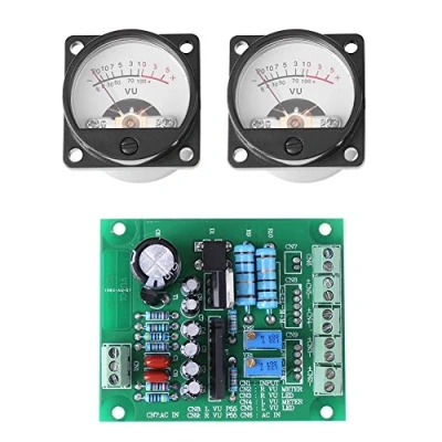 Immagine di 2 pezzi VU Meter luce posteriore calda + amplificatore livello audio con scheda driver