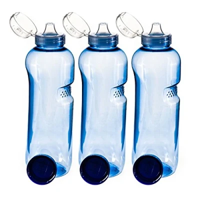 Immagine di Bottiglie da 1 litro in copoliestere, prive di BPA, con tappi flip top, 3 pezzi