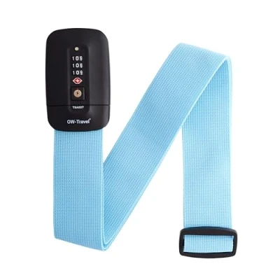 Immagine di OW Travel Cinghia TSA per Valigia (1 Pezzo Blu) Cintura Codice Personalizzata Identificare la Valigia. Cinghie TSA. Strap lock valigie con combinazione bagagli.