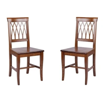 Immagine di Sedie cucina in legno faggio massello stile classico 45x40xH93 cm TRECCIA set da 2 pezzi (Noce)