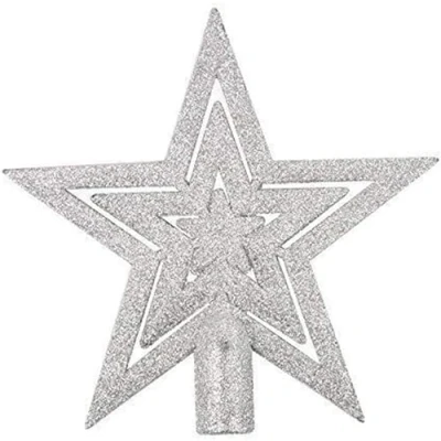 Immagine di DANCEPANDAS dell&#039;albero di Natale Decorazione Top glitter stella Albero forma (argento)