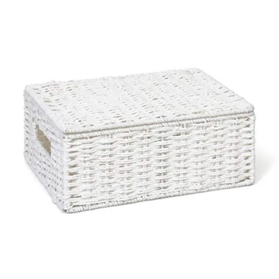 Immagine di ARPAN Cestino in Corda di Carta con Coperchio, Colore: Bianco, Naturale, Medium