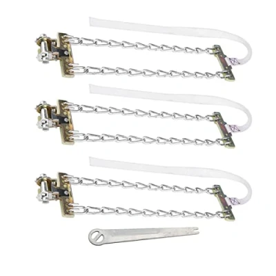 Immagine di catena da neve per pneumatici Tbest, in acciaio antiscivolo 3 pezzi, clip di sicurezza auto, fango camion auto SUV(Large)