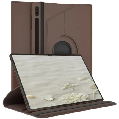 Immagine di EAZY Case Custodia per tablet Samsung Galaxy Tab S8 Ultra Cover protettiva 14,6 pollici Smart Rotation stare in piedi 360 girevole con funzione di supporto, similpelle Marrone