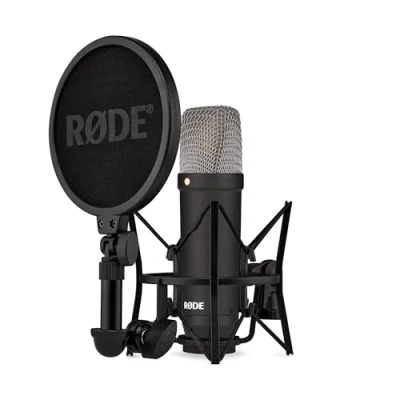 Immagine di RØDE NT1 Signature Series Microfono a condensatore grande diaframma della con supporto antivibratorio, filtro antipop e cavo XLR per produzione musicale, registrazione vocale, streaming podcast