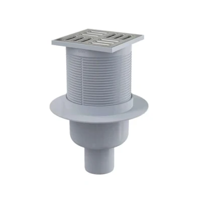 Immagine di scarico a pavimento 105 X 105/50 in acciaio inox bagno doccia extra piatto barrierefreies verticale