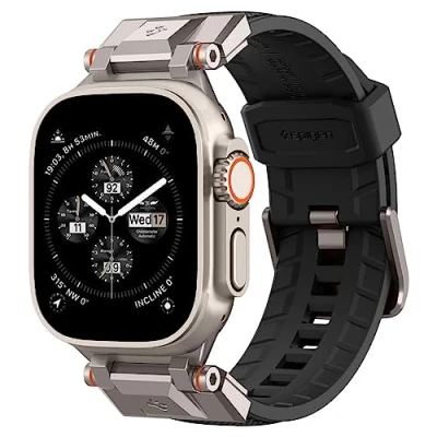 Immagine di Spigen Dura Pro Armor Cinturino Compatibile con Apple Watch per Ultra 2/Ultra 49mm, Series 9/8/7 45mm, SE2/6/SE/5/4 44mm e 3/2/1 42mm Nero