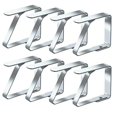 Immagine di Blooven Tovaglia Clip in Acciaio, Gadget Molla Fermatovaglia, Acciaio Inossidabile, Argento, per Outdoor Picnic Party, Adatto a Tavoli di 1 3 cm Spessore (4 x 8 Pezzi)
