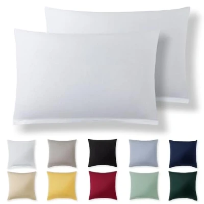 Immagine di Alreya Set di 2 Federe in 100% jersey cotone con chiusura lampo 40 x 70 cm Bianco Federa Cuscino, Copricuscino Divano, super morbida 40x70