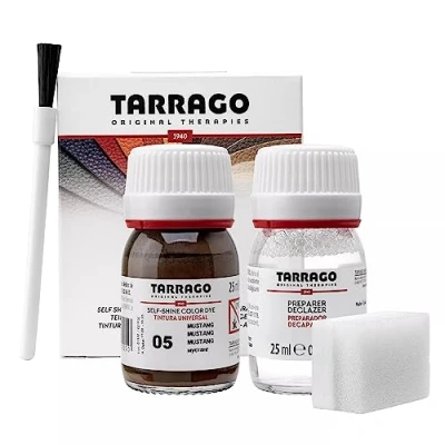 Immagine di Tarrago Kit 25 ml di colorante auto lucido Tintura autolucidante per scarpe, accessori e primer Copre sfregamenti calzature Mustang (05)