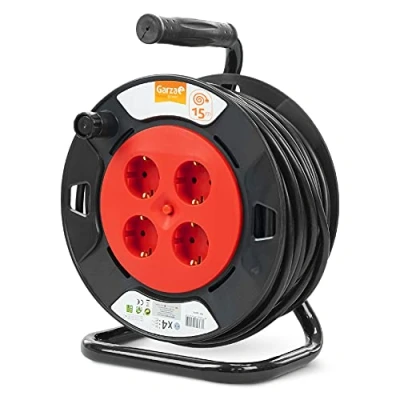 Immagine di Garza 430014 Brico bobine (4 colpi, con manico, 15 metri x 1,5 mm), nero e rosso