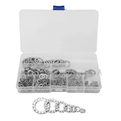 Immagine di 300 pezzi Kit di rondelle dentate esterne con dentatura a stella dentellate Guarnizione dentata esterna antiscivolo in acciaio inossidabile 304 M2.5 M3 M4 M5 M6 M8 M10 M12