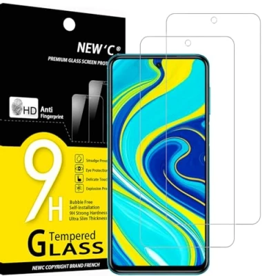 Immagine di NEW&#039;C 2 Pezzi, Vetro Temperato per Xiaomi Redmi Note 9S, 9 PRO, PRO Max, Anti graffio, durezza 9H, Ultra Resistente (0,33 mm HD Trasparente)
