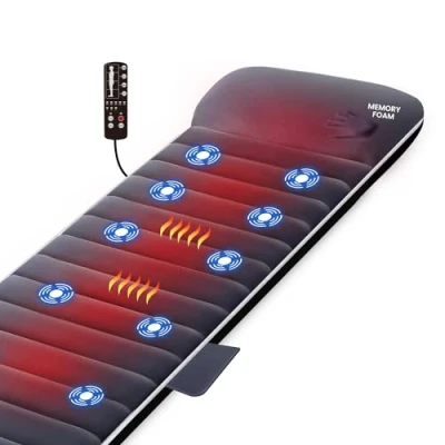 Immagine di Snailax Tappetino Massaggiante Memory Foam con Calore Scaldaletto Elettrico 6 Materassi Riscaldanti per Terapia, 10 Motori a Vibrazione, Materasso Tutto il Corpo